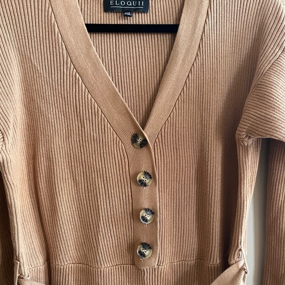Eloquil tan sweater jumper with belt. - Picture 3 of 4